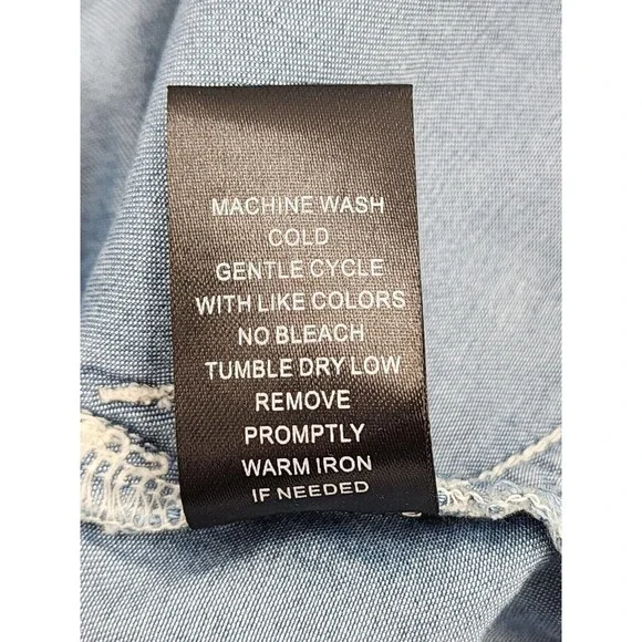 Stella Carakasi Washed Indigo Tunic Shirt Button Front Lightweight Tencel M - Picture 8 of 9